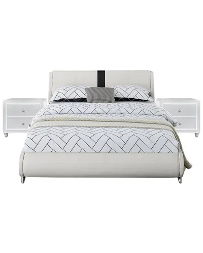 Camden Isle S Carlton Platform Bed With Two Nightstands In White