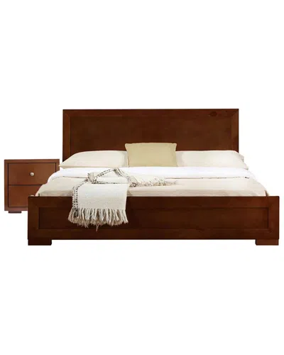 Camden Isle S Trent Wooden Platform Bed With Two Nightstands In Brown