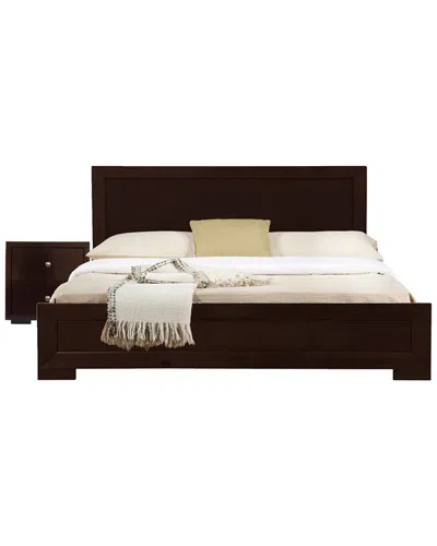 Camden Isle S Trent Wooden Platform Bed With Two Nightstands In Brown