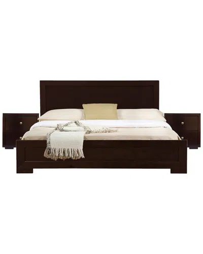 Camden Isle S Trent Wooden Platform Bed With Two Nightstands In Brown