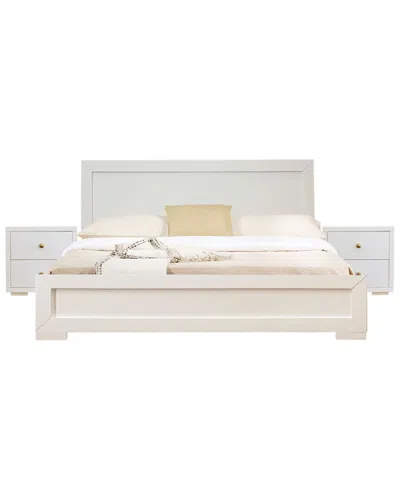 Camden Isle S Trent Wooden Platform Bed With Two Nightstands In White
