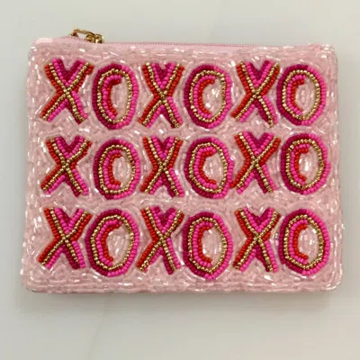 Camel Threads Women's Hugs And Kisses Beaded Coin Purse In Pale Pink