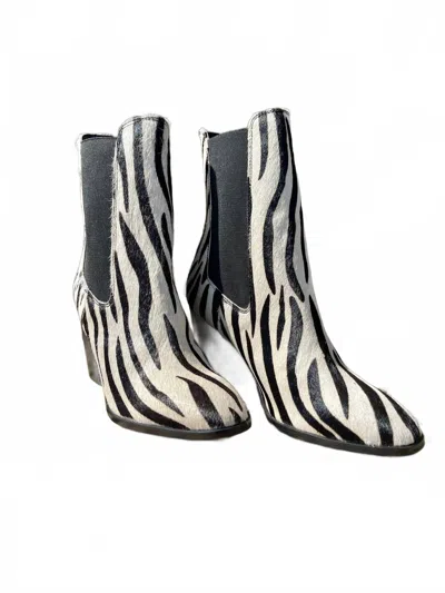 Camel Toes Shoes Women's Stepping Out In Style Zebra Booties In Black/ Beige In Multi