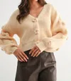 Camellia Blossom Knit Cardigan In Cream In Brown
