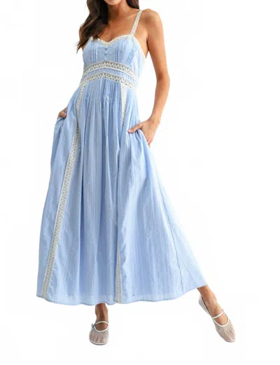 Camellia Breezy Lace Trim Maxi Sundress In Light Blue