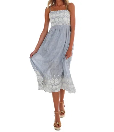 Camellia Coastal Daydream Lace Midi Dress In Light Blue