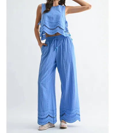 Camellia Embroidered Matching Set In Blue