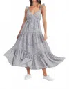 Camellia Floral Print Lace Trimmed Tiered Maxi Dress In Lavender In Animal Print