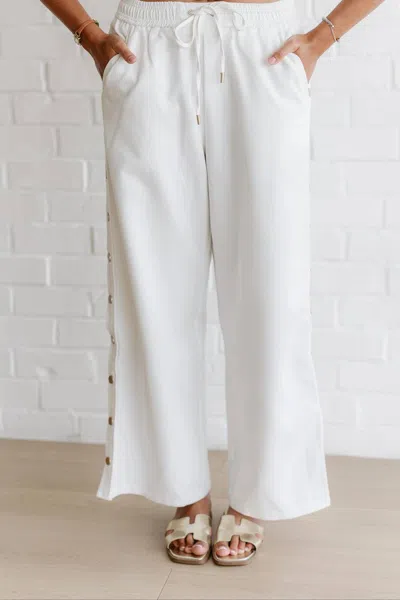 Camellia Keep It Easy Wide Leg Denim Pants In White