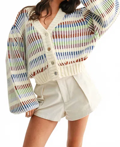 Camellia Kelly Chunky Cardigan In Ivory In Multi