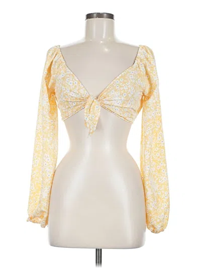 Pre-owned Camellia Long Sleeve Blouse In Yellow