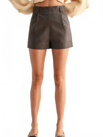 Camellia Lucky Leather Shorts In Brown