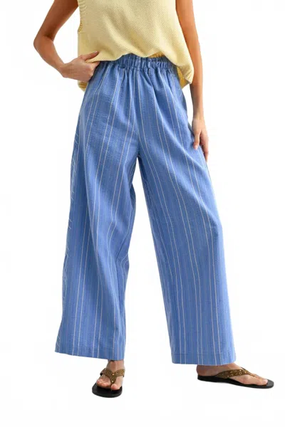 Camellia Pinstripe Wide-leg Trousers In Blue