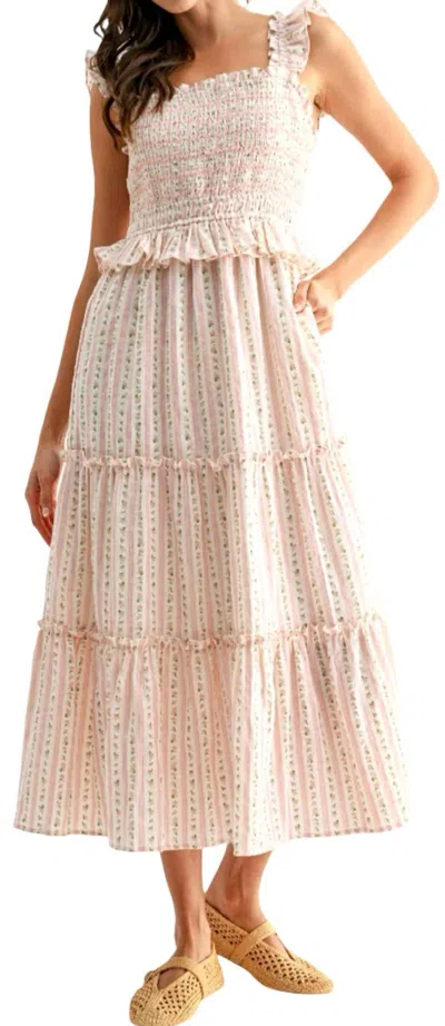 Camellia Smocked Bodice Tiered Maxi Dress In Ivory In Pattern