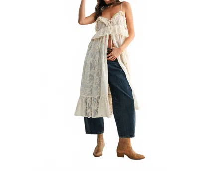 Camellia Stevie Sheer Lace Cover Up Top In Cream In White