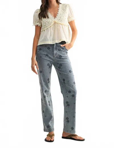 Camellia Straight-leg Jeans With Hot Fix Embellished In Denim Blue