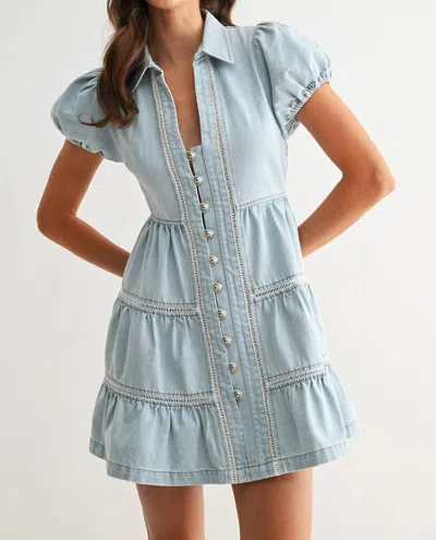 Camellia Taylor Denim Mini Dress In Light Stone In Blue