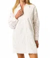 Camellia Textured Button Down Shirt Dress In White In White
