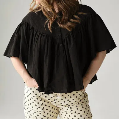 Camellia Vittoria Embroidered Cotton Blouse In Black