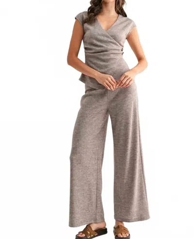 Camellia Winslow Wide Leg Pants In Heather Mocha Knit In Gray