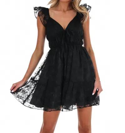 Camellia Women's Call Me Lovely Flutter Mini Dress In Black