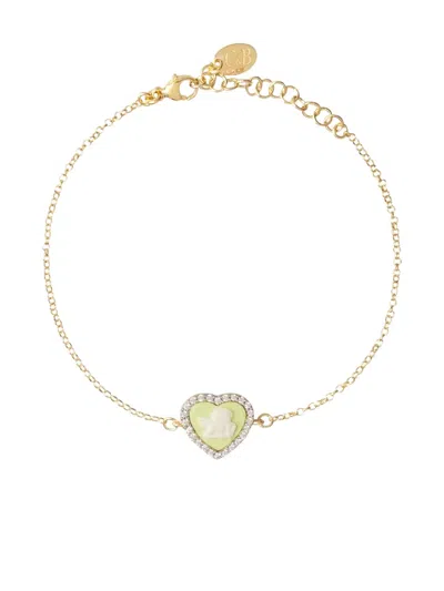 Cameo & Beyond Sparkling Cherub Bracelet In Green