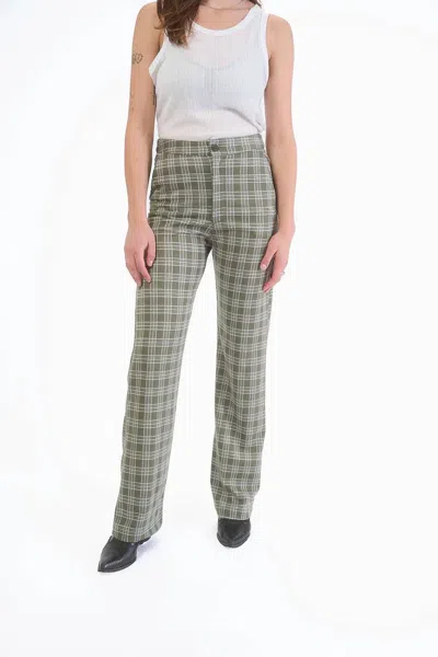 Cameo Jacquard Pocket Chino Pants In Olive Plaid In Green