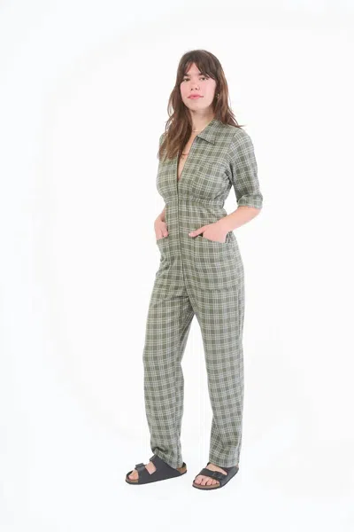 Cameo Olivie Plaid Unionsuit In Green