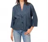 Cameo Two Button Jacket In Chambray In Blue