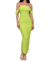 Cameo Virginia Mesh Off Shoulder Dress In Chartreuse In Green