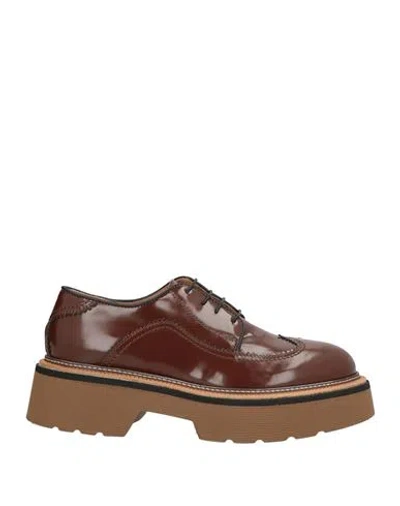 Camerlengo Woman Lace-up Shoes Brown Size 8 Leather