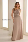 Cameron Blake 114657 Long Mother Of The Bride Beaded Formal Dress In Brown
