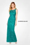 Cameron Blake 115604 A Line Beaded Formal Long Evening Gown In Green
