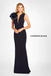 Cameron Blake 119645 Beaded Long Formal Ruffle Evening Dress In Blue