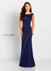 Cameron Blake 119649 Fitted Long Formal Evening Gown In Blue
