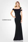 Cameron Blake 120604 Long Formal Fitted Evening Gown In Black