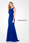 Cameron Blake 220635 Fitted Long Formal Evening Dress In Blue