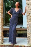 Cameron Blake 221681 Beaded Long Mother Of The Bride Formal Dress In Gray