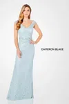 Cameron Blake 221682 Long Fitted Lace Formal Evening Dress In Green