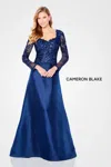Cameron Blake 221683 Long Sleeve Mother Of The Bride Evening Dress In Blue