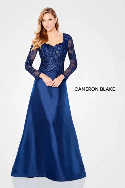 Cameron Blake 221683 Long Sleeve Mother Of The Bride Evening Dress In Blue