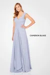 Cameron Blake 221694 Metallic Long Formal A Line Evening Dress In Gray