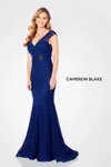 Cameron Blake 221696 Long Formal Mother Of The Bride Fitted Evening Dress In Blue