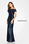Cameron Blake Cb101 Beaded Long Formal Fitted Evening Gown In Blue