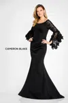 Cameron Blake Cb104 Long Formal Lace Evening Gown In Black