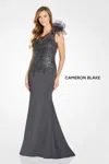 Cameron Blake Cb132 Formal Long Beaded Sequin Evening Dress In Gray