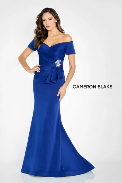 Cameron Blake Cb141 Formal Long Pleated Evening Dress In Blue