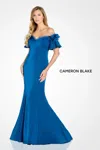 Cameron Blake Cb146 Ruffle Mermaid Long Formal Evening Dress In Blue
