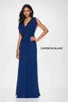 Cameron Blake Cb203 Beaded A Line Long Formal Evening Dress In Blue