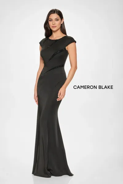 Cameron Blake Cb204 Long Formal Beaded Mother Of The Bride Dress In Black